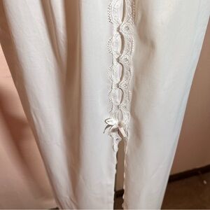 Vintage 80 90 Retro Vanity Fair White Lace Art Deco Slit Long Slip Skirt Maxi